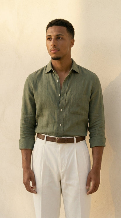 The Olive Linen Set - Venora