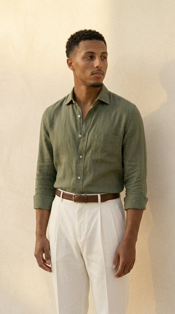 The Olive Linen Set - Venora